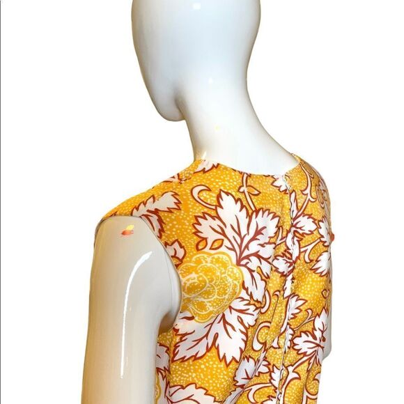 Vintage 70s Floral V Neckline Shift Dress Yellow Medium Women, Vintage Clothes - Picture 4 of 9